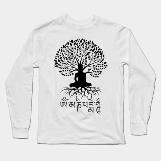 Buddha Tree of Life Om Mani Padme Hum Buddhist Mantra Long Sleeve T-Shirt